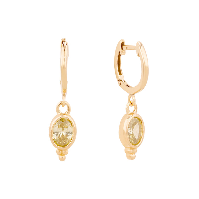 18ct Gold Vermeil Peridot Bobble Charm Hoops - seolgold