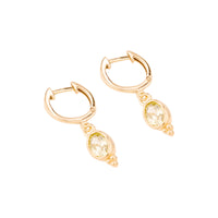 Gold Peridot Charm Hoops - seolgold