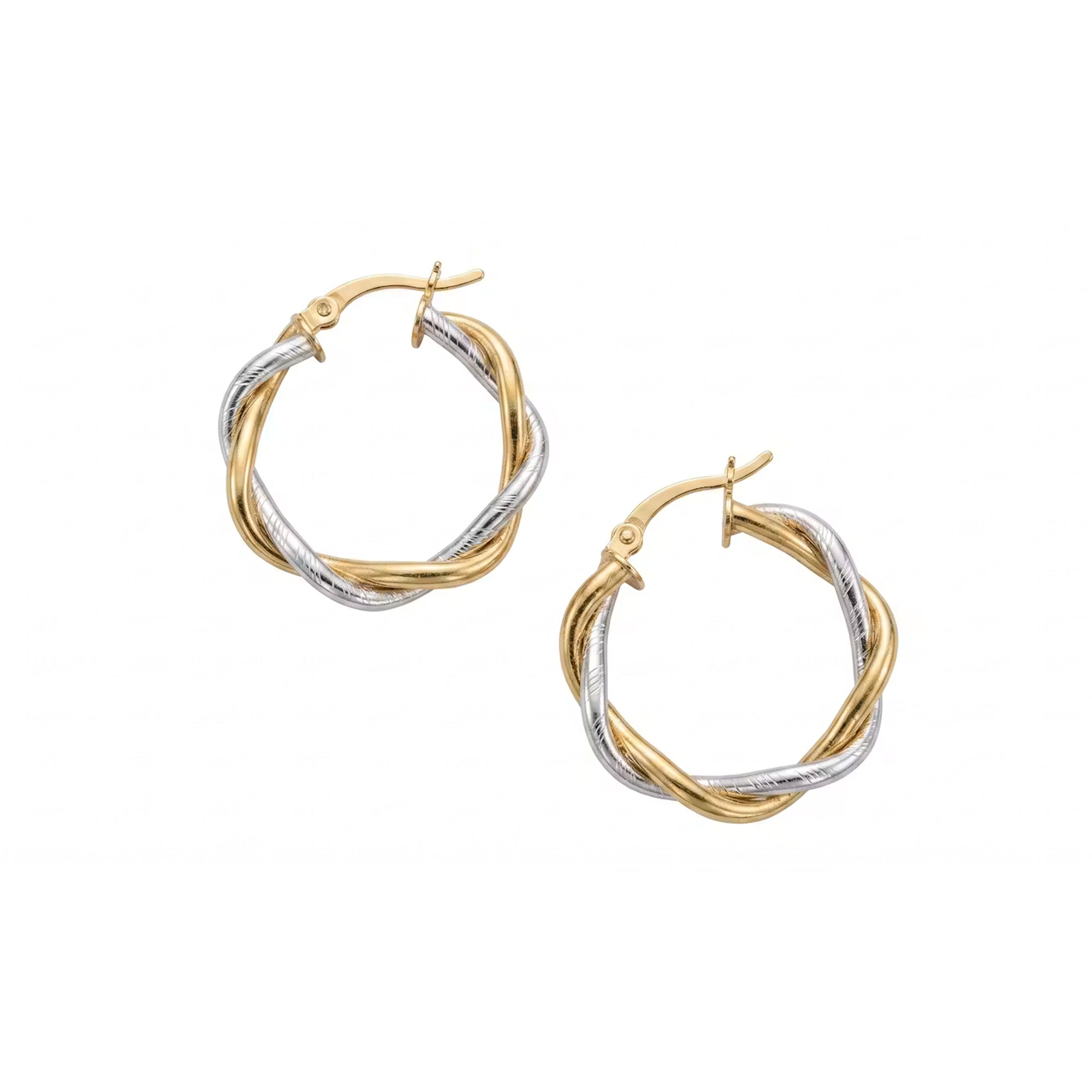 Mixed Metal Twisted Rope Hoop Earrings