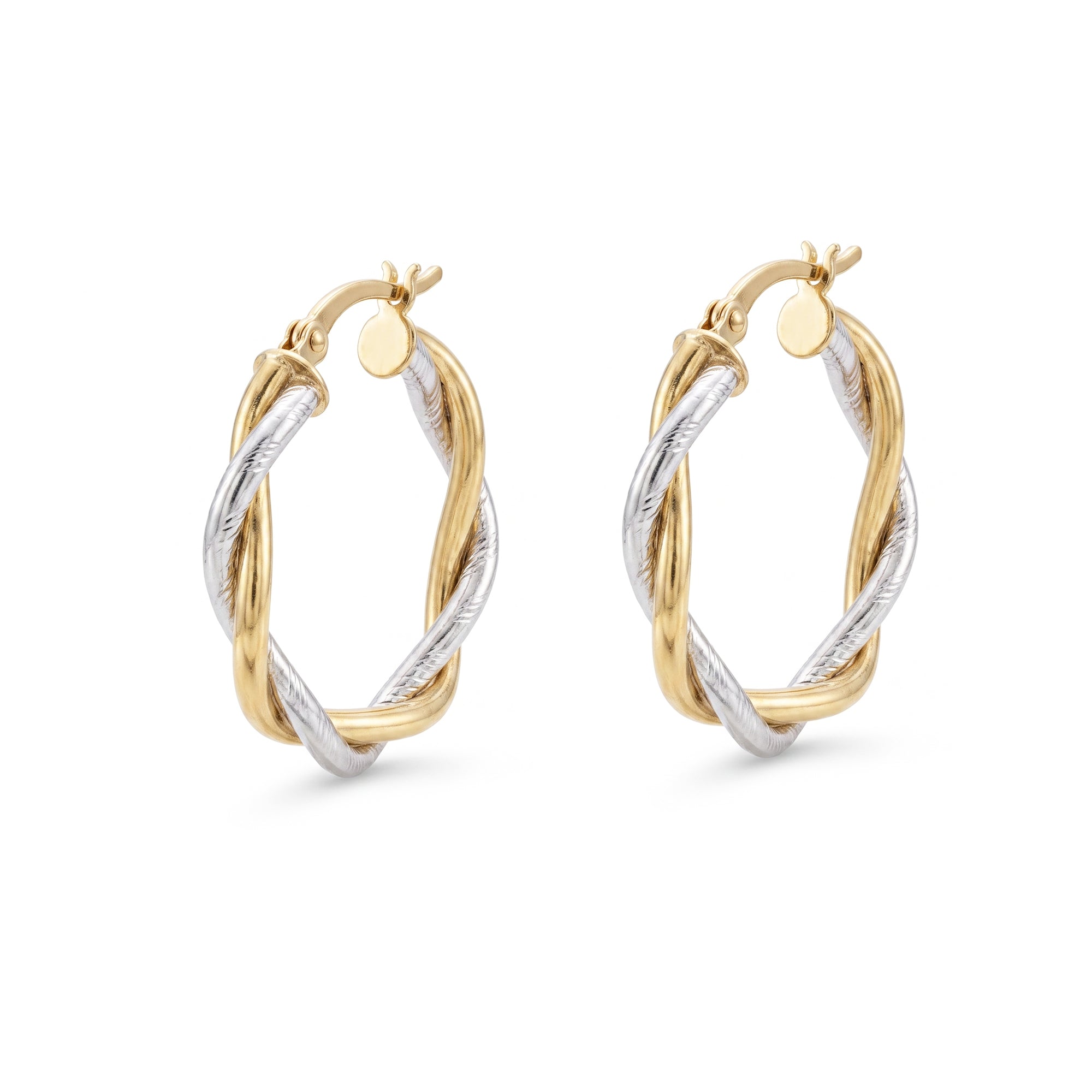 Mixed Metal Twisted Rope Hoop Earrings
