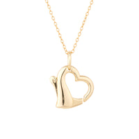 Gold heart-shaped pendant on a chain against a white background - seolgold