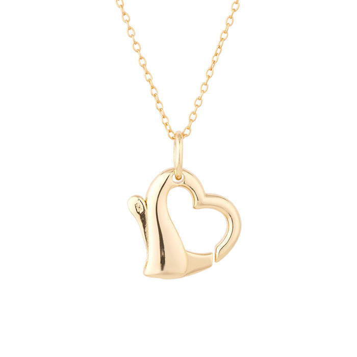 Gold heart-shaped pendant on a chain against a white background - seolgold