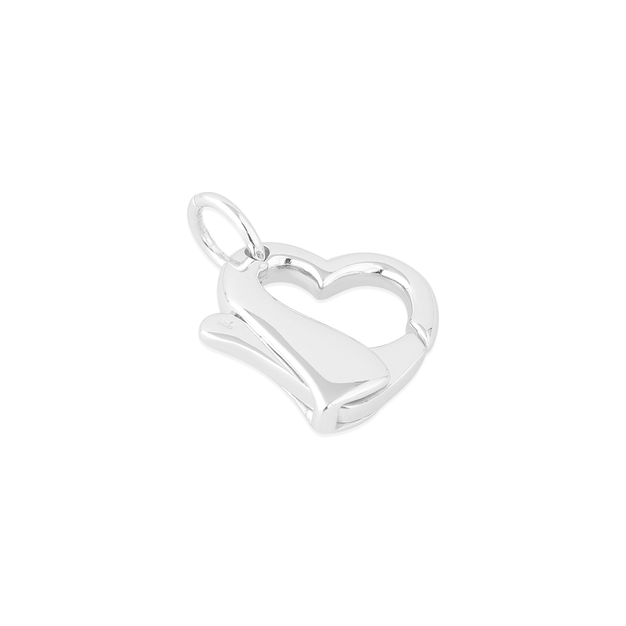 Silver heart-shaped pendant on a white background - seolgold