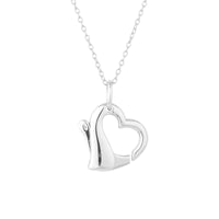Silver heart-shaped pendant on a chain against a white background - seolgold