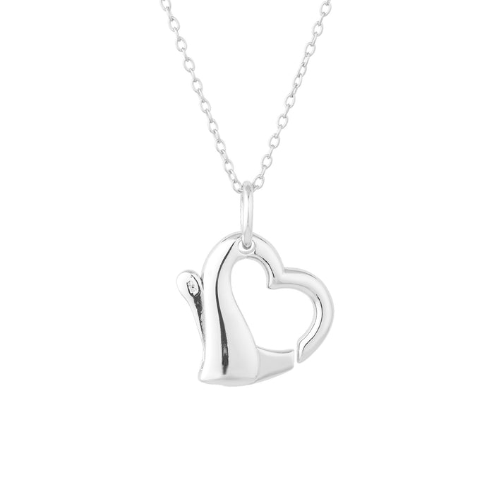Silver heart-shaped pendant on a chain against a white background - seolgold