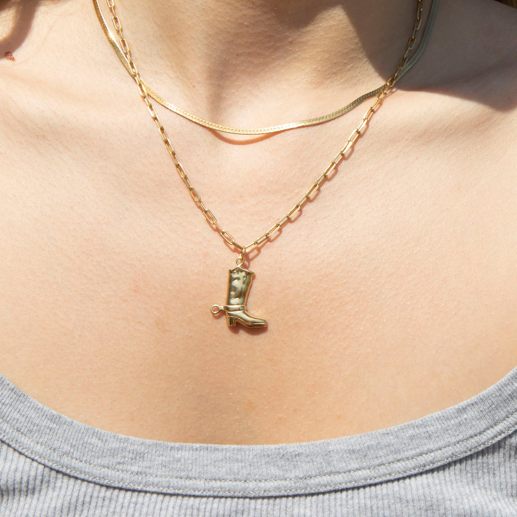gold cowboy boot pendant - seol-gold