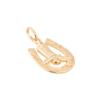 Gold horseshoe and snake pendant on a white background - seolgold