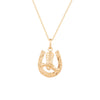 Gold horseshoe pendant with boot design on a gold chain against a white background - seolgold