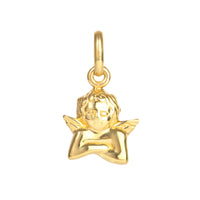 Gold angel pendant on a white background - 18ct Gold Vermeil XL Puffy Cherub Angel Pendant - seolgold