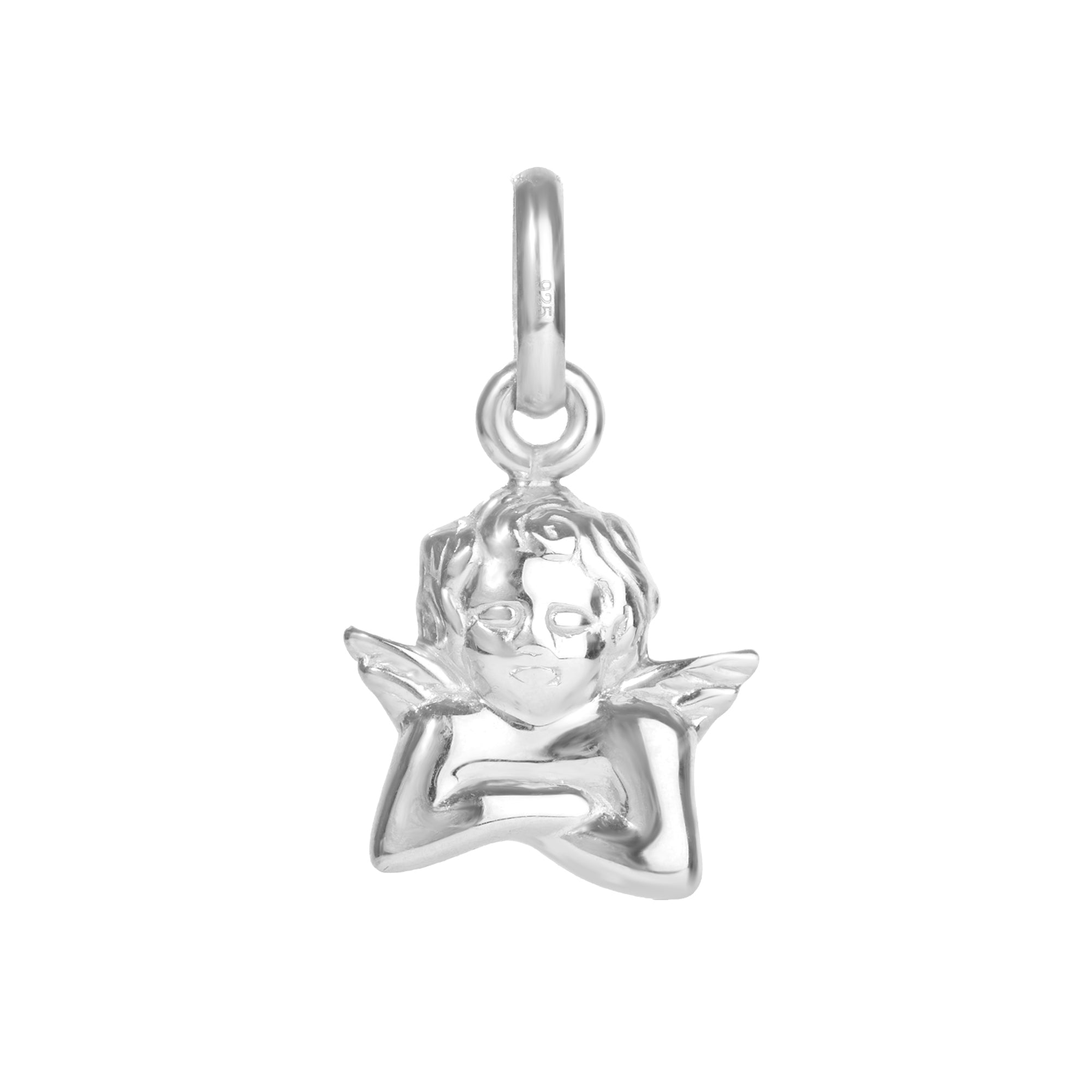 Silver angel pendant on a white background - seolgold