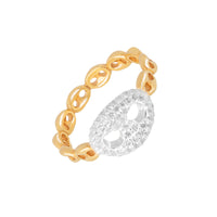 18ct Gold Vermeil Pave Coffee Bean Ring - Seol Gold