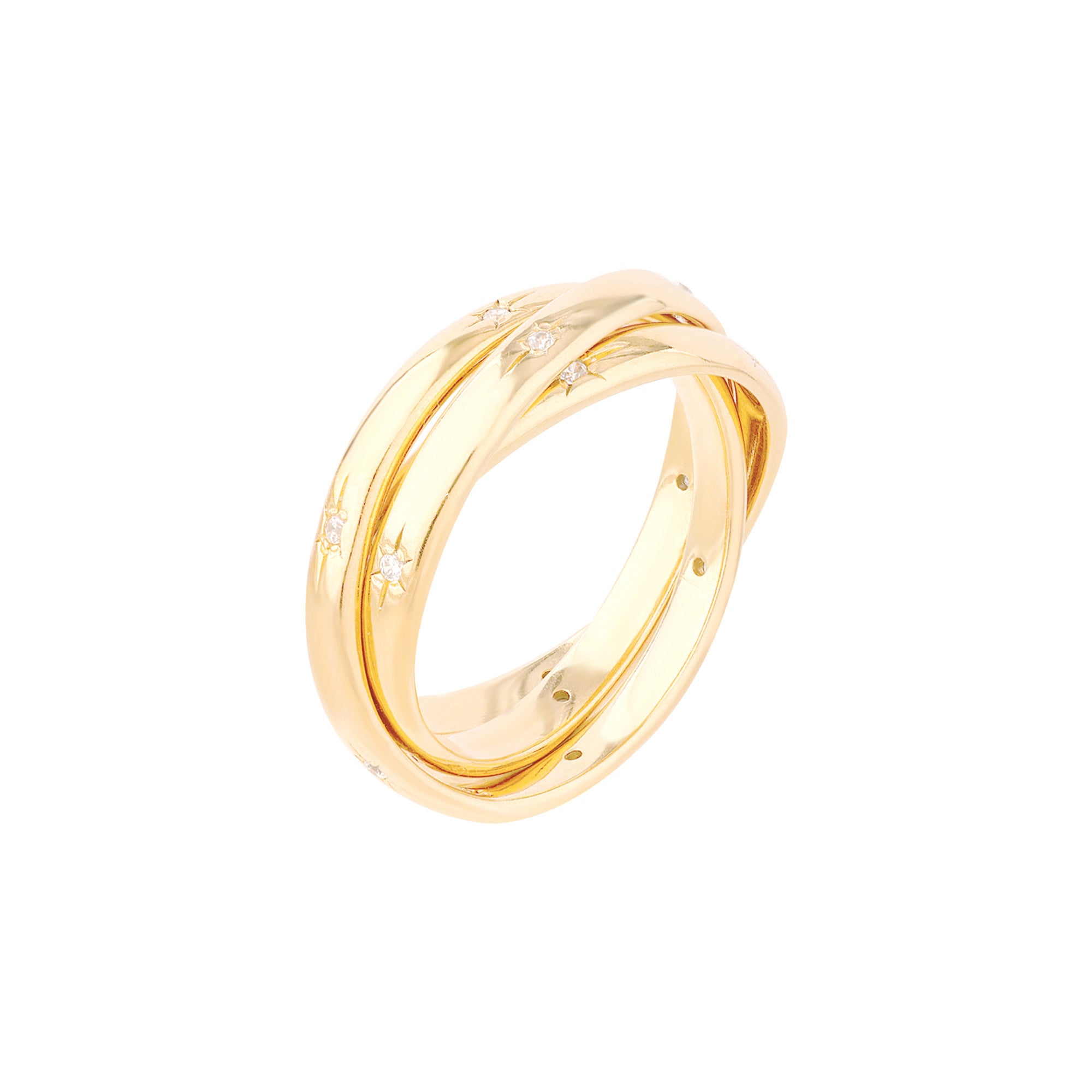 gold rolling star set russian wedding band ring - seolgold