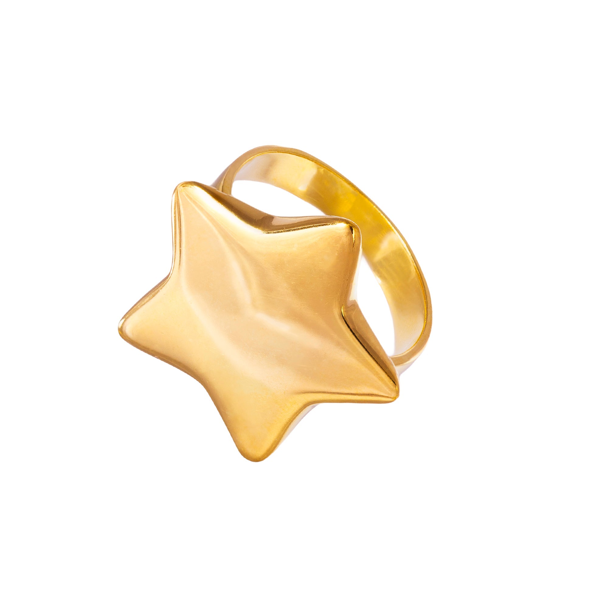 Gold star-shaped ring on a white background - seolgold