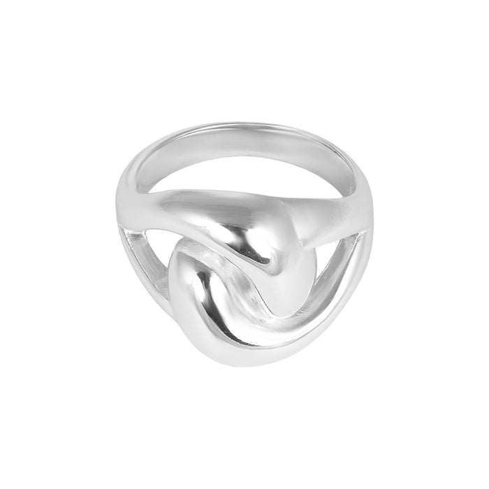 Silver ring with a modern design on a white background - Seol Gold