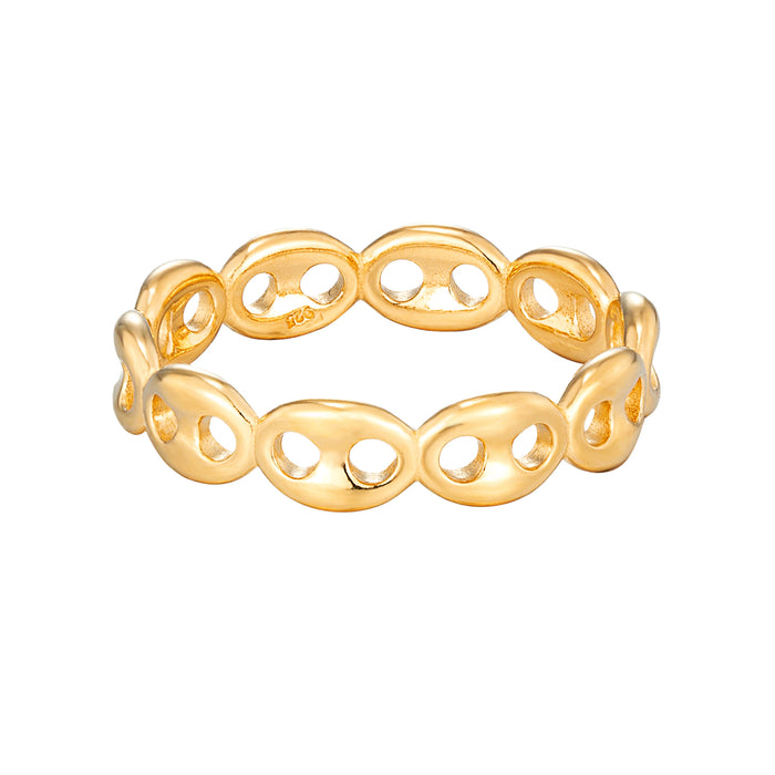 18ct Gold Vermeil Mariner Chain Ring - Seo Gold