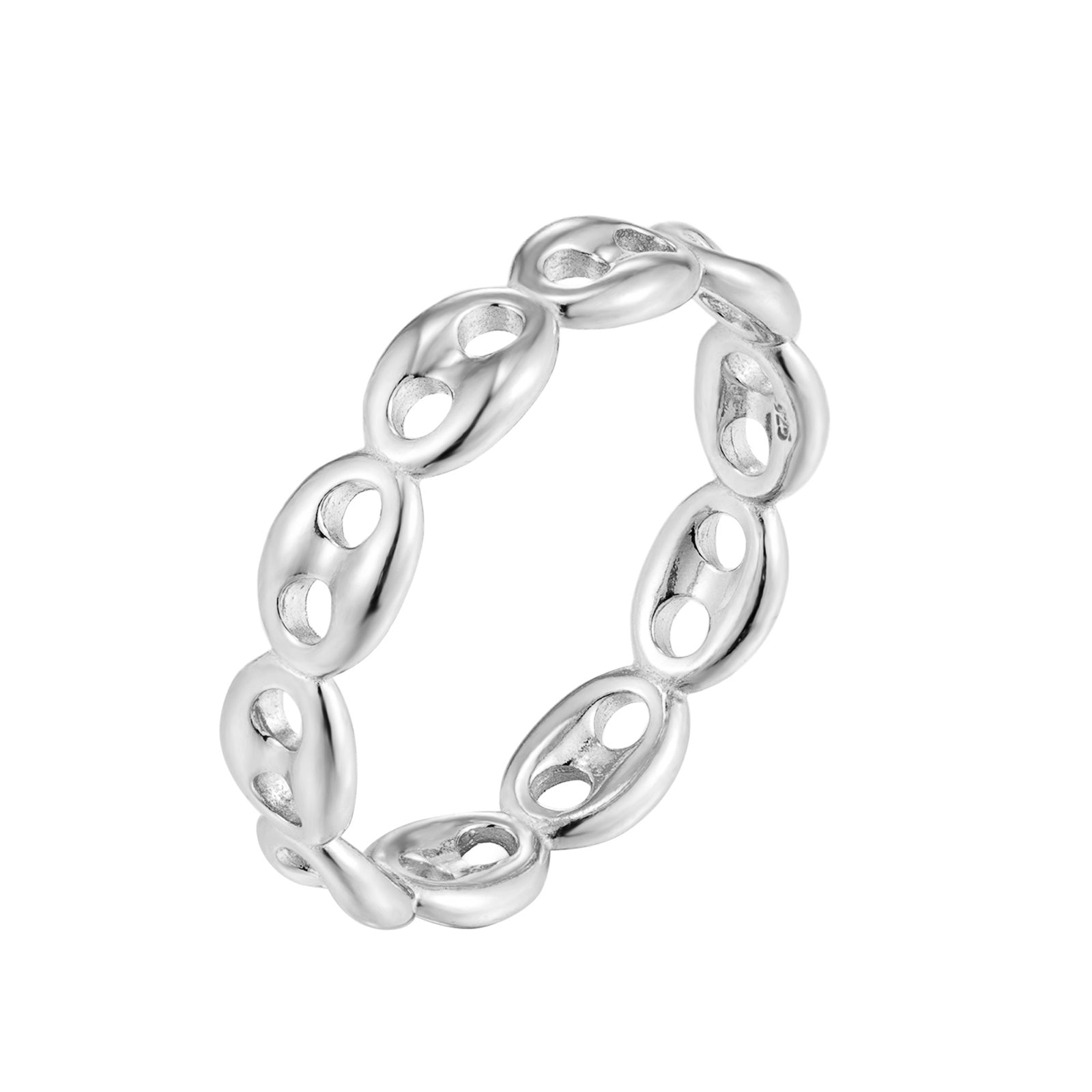 Sterling Silver Mariner Chain Ring - Seol Gold