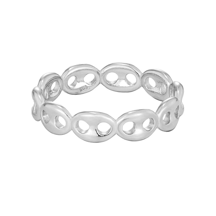 Silver ring with unique oval design on a white background - Seol Gold