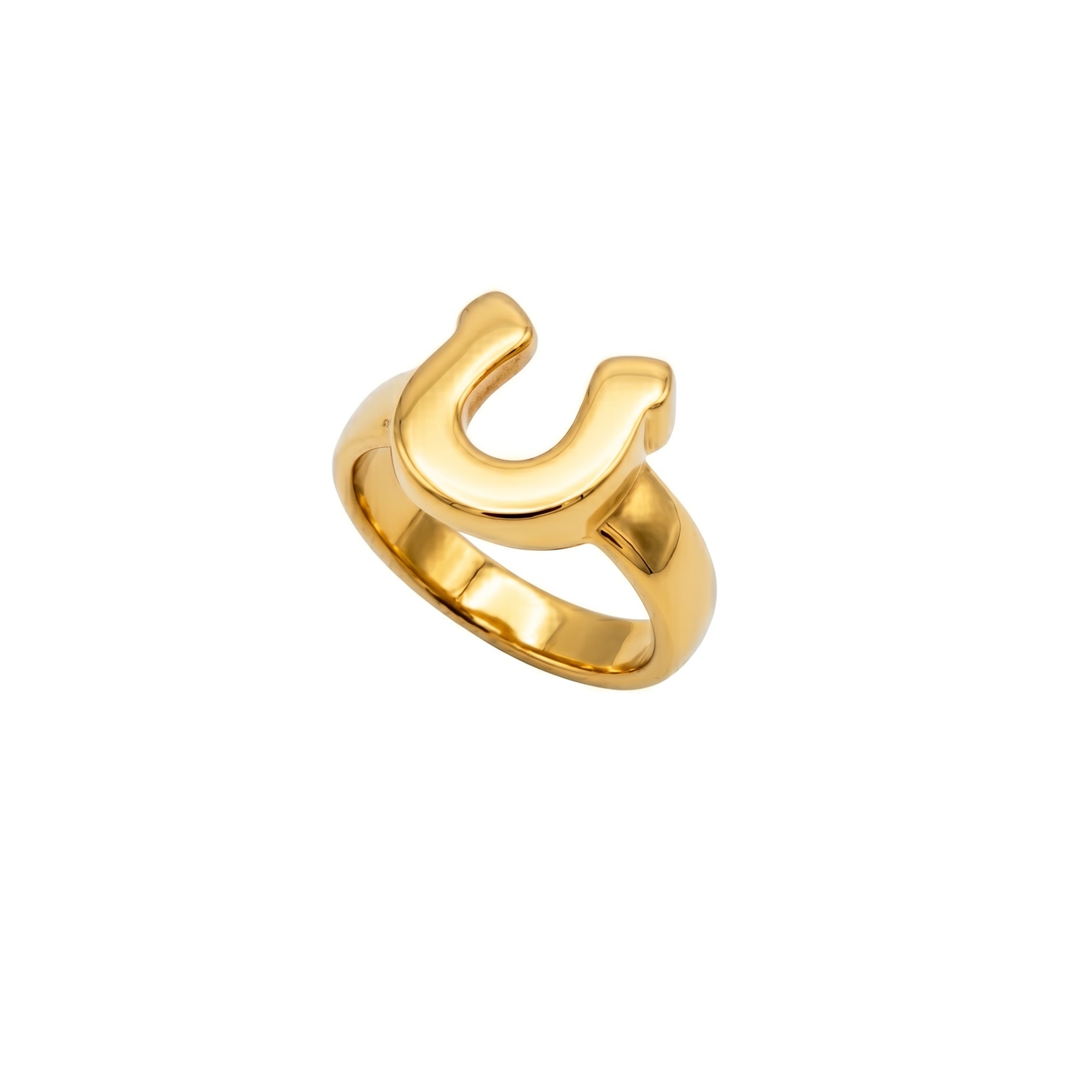 18ct Gold Plated Chunky Horseshoe Ring