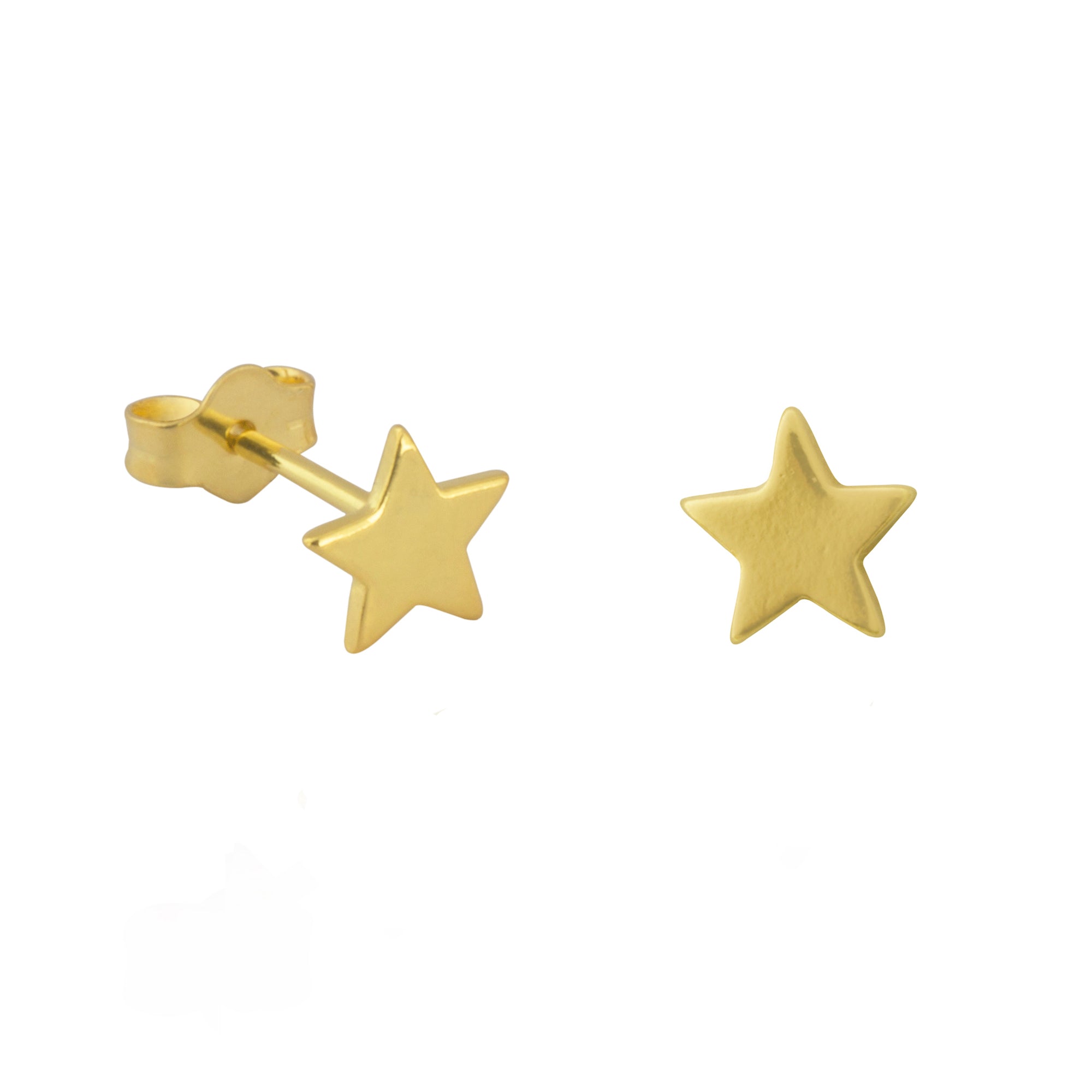 Gold star-shaped earrings on a white background - seolgold