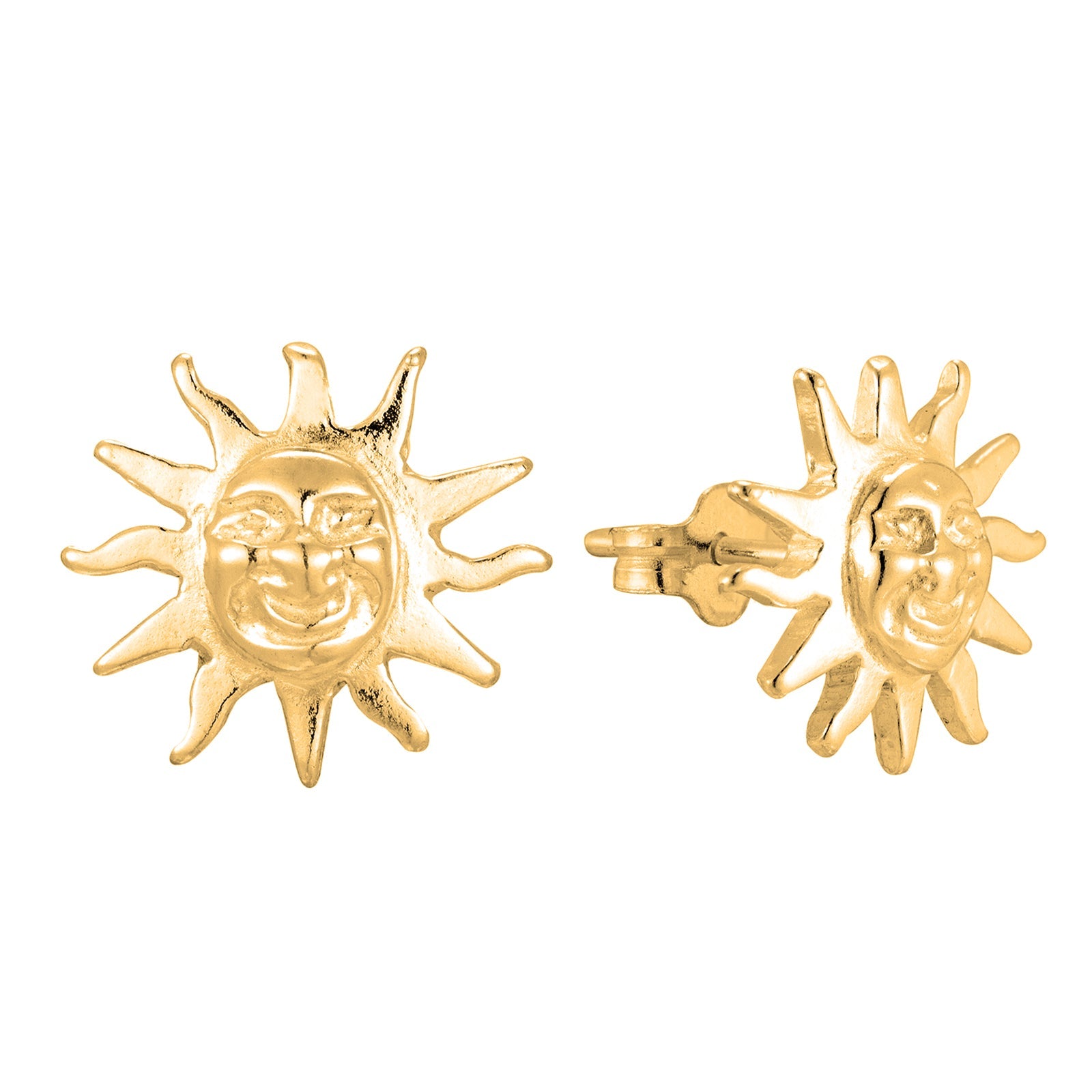 18t Gold Vermeil Sun Stud Earrings - Seol Gold