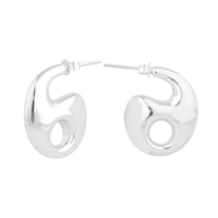 Silver hoop earrings on a white background - Seol Gold