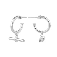 Silver hoop earrings with charms on a white background - seolgold