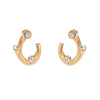 Gold hoop earrings with embedded crystals on a white background - seolgold