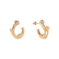 Gold hoop earrings with embedded diamonds on a white background - seolgold