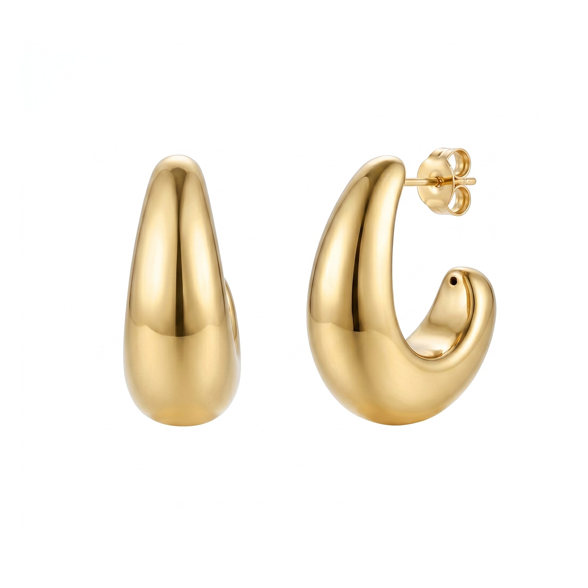 18ct Gold Plated XL Curved Stud Earrings - seolgold