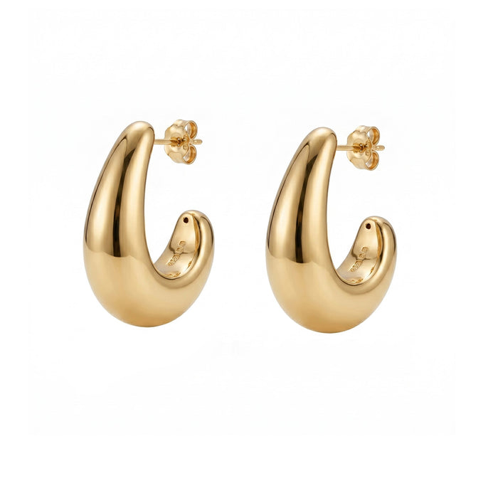 18ct Gold Plated XL Curved Stud Earrings - seolgold