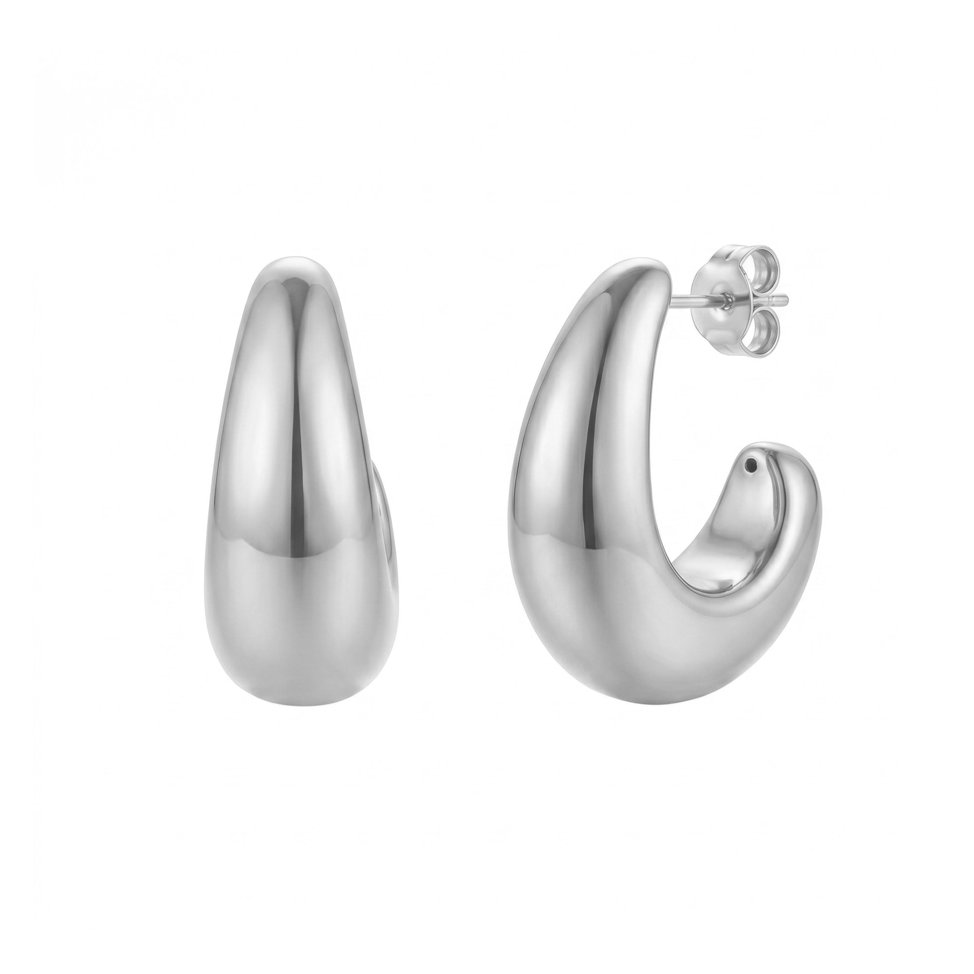 Sterling Silver XL Curved Stud Earrings - seolgold