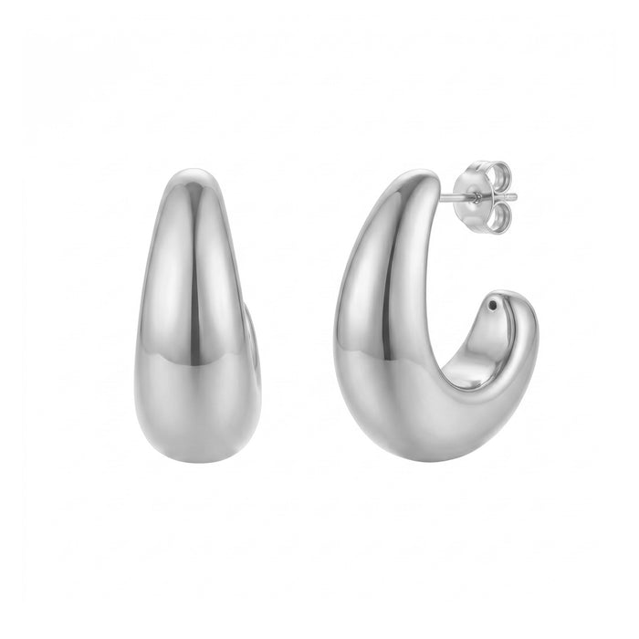 Sterling Silver XL Curved Stud Earrings - seolgold