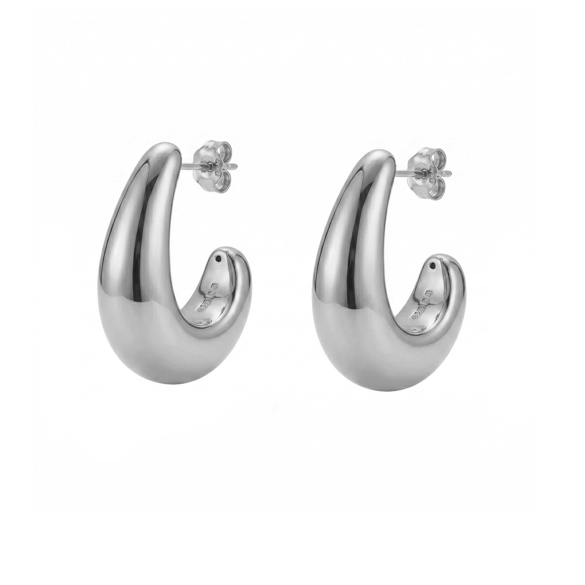 Sterling Silver XL Curved Stud Earrings - Seolgold