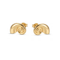 Pair of 18ct Gold Plated Shell Stud Earrings earrings on a white background - seolgold