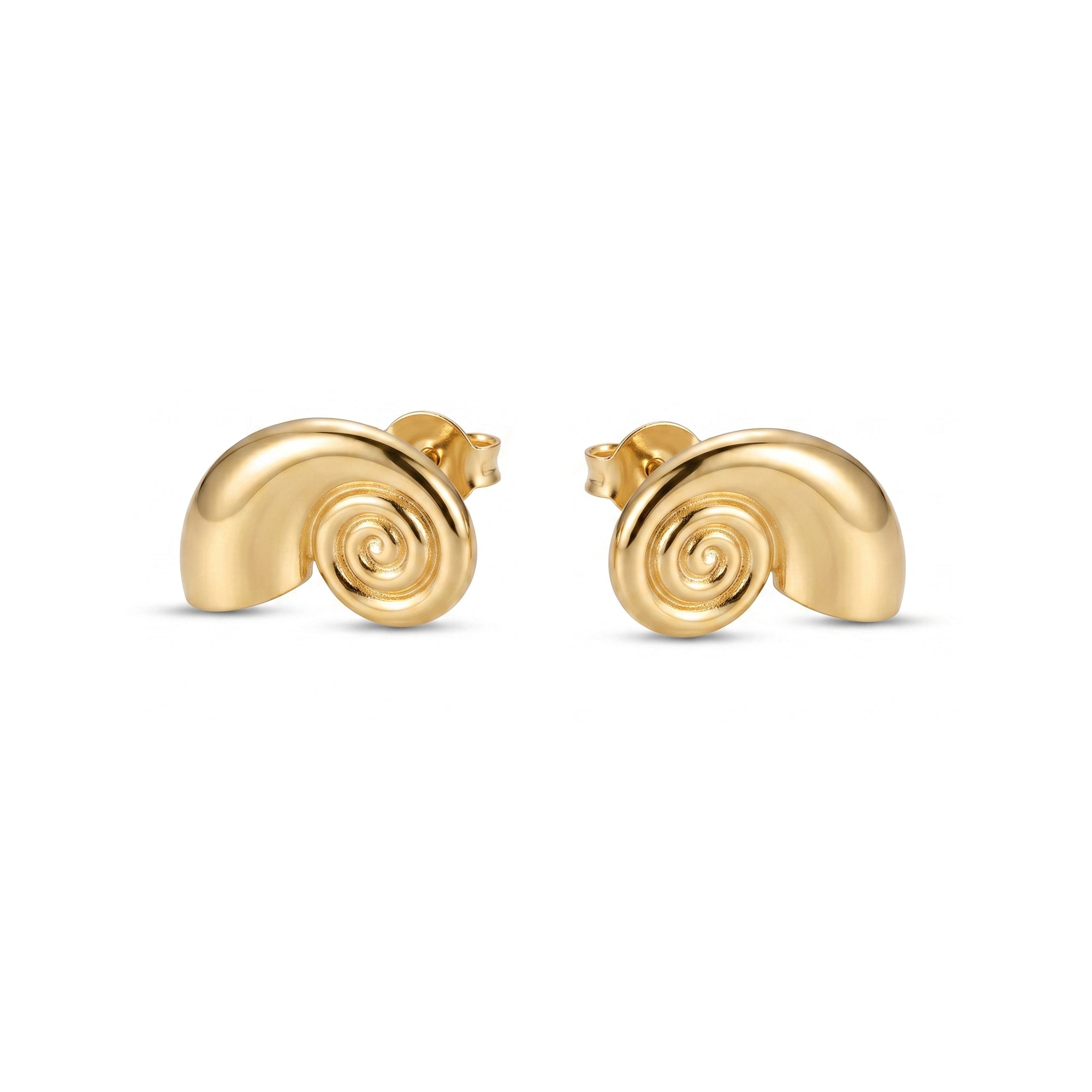 Pair of 18ct Gold Plated Shell Stud Earrings earrings on a white background - seolgold