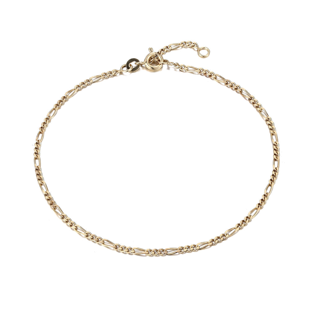 18ct Gold Vermeil Fine Figaro Chain Anklet