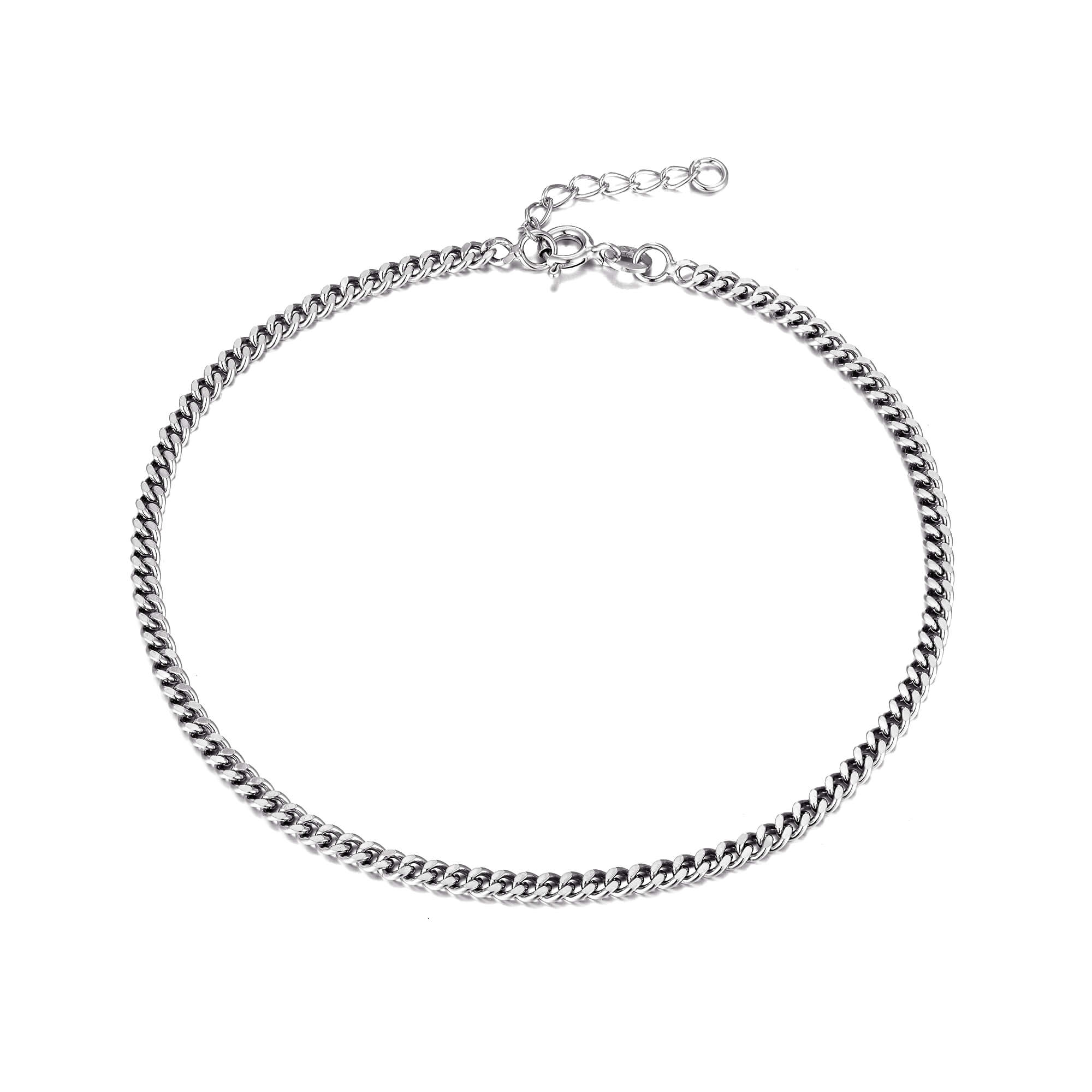 Silver Curb Chain Anklet - seol-gold