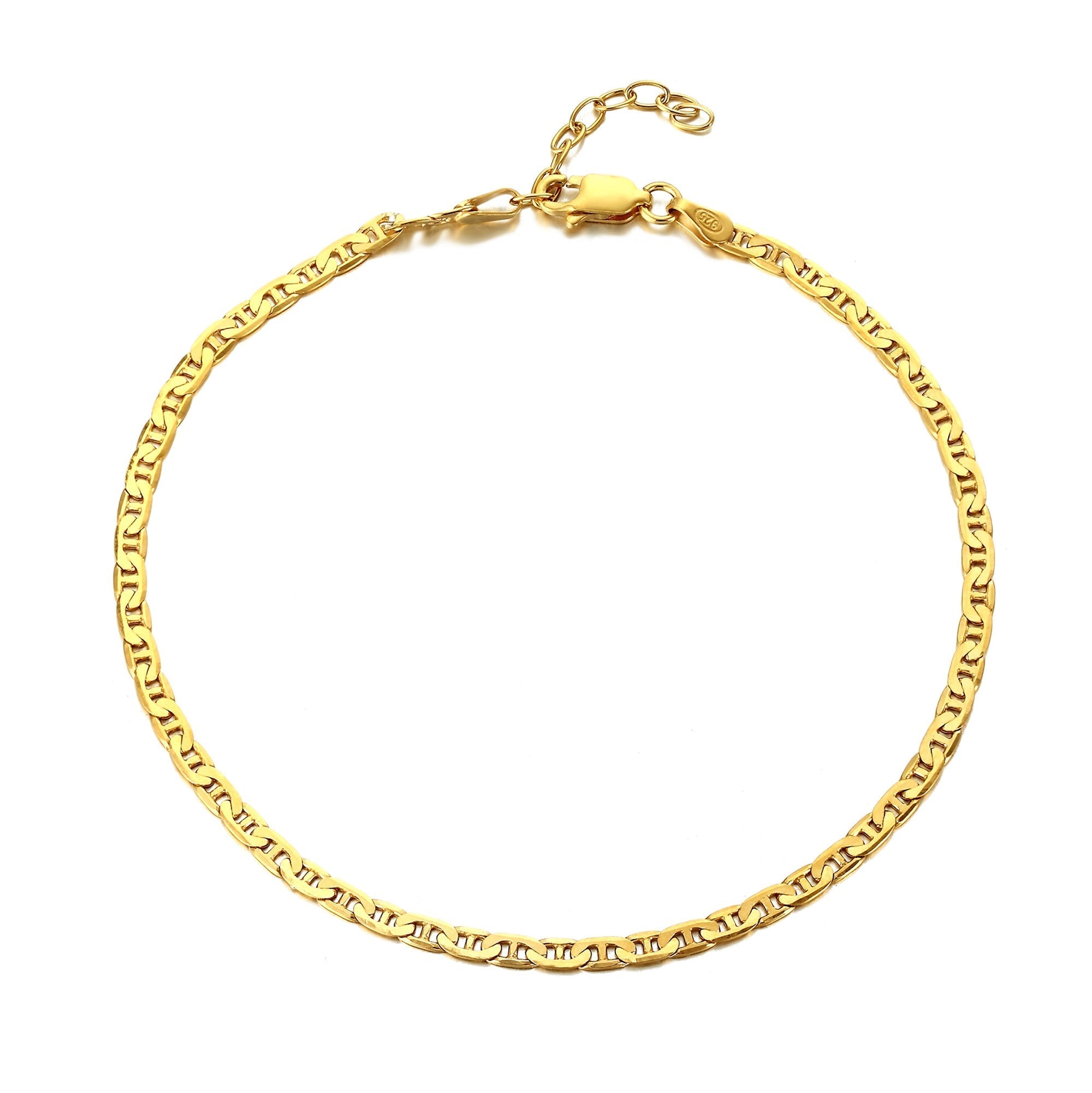 18ct Gold Plated Mariner Anchor Chain Anklet