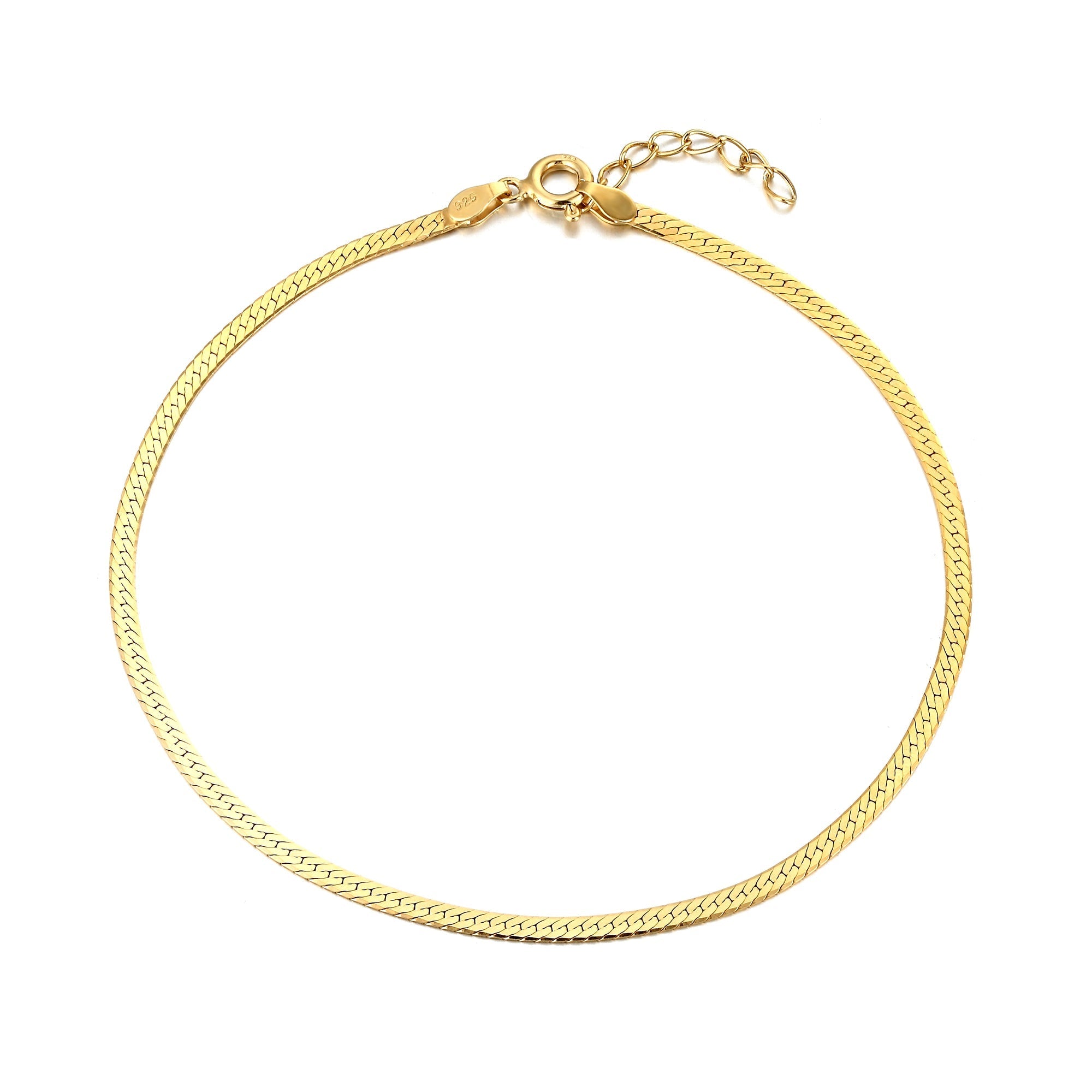 18ct Gold Vermeil Herringbone Chain Anklet
