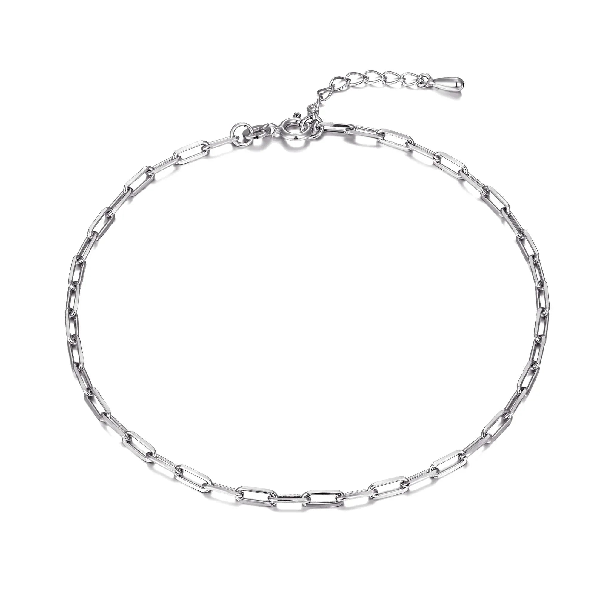 silver paperclip anklet - seolgold