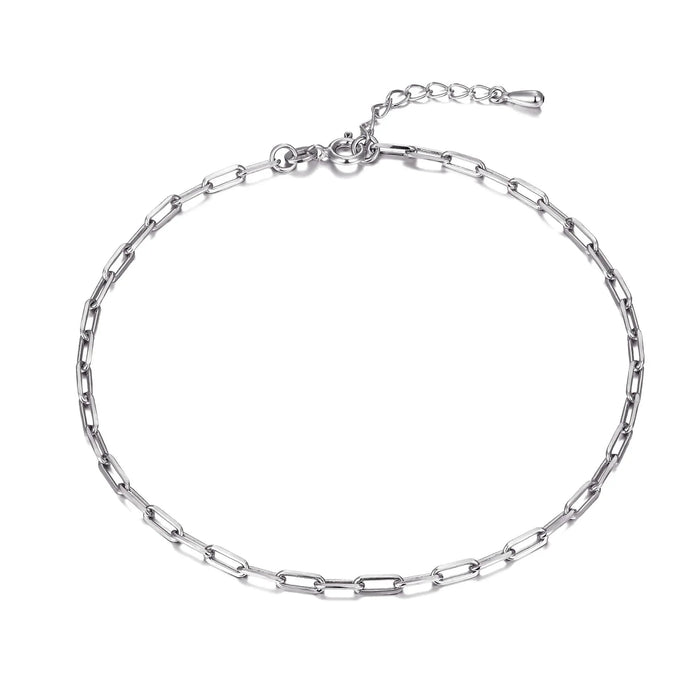 silver paperclip anklet - seolgold