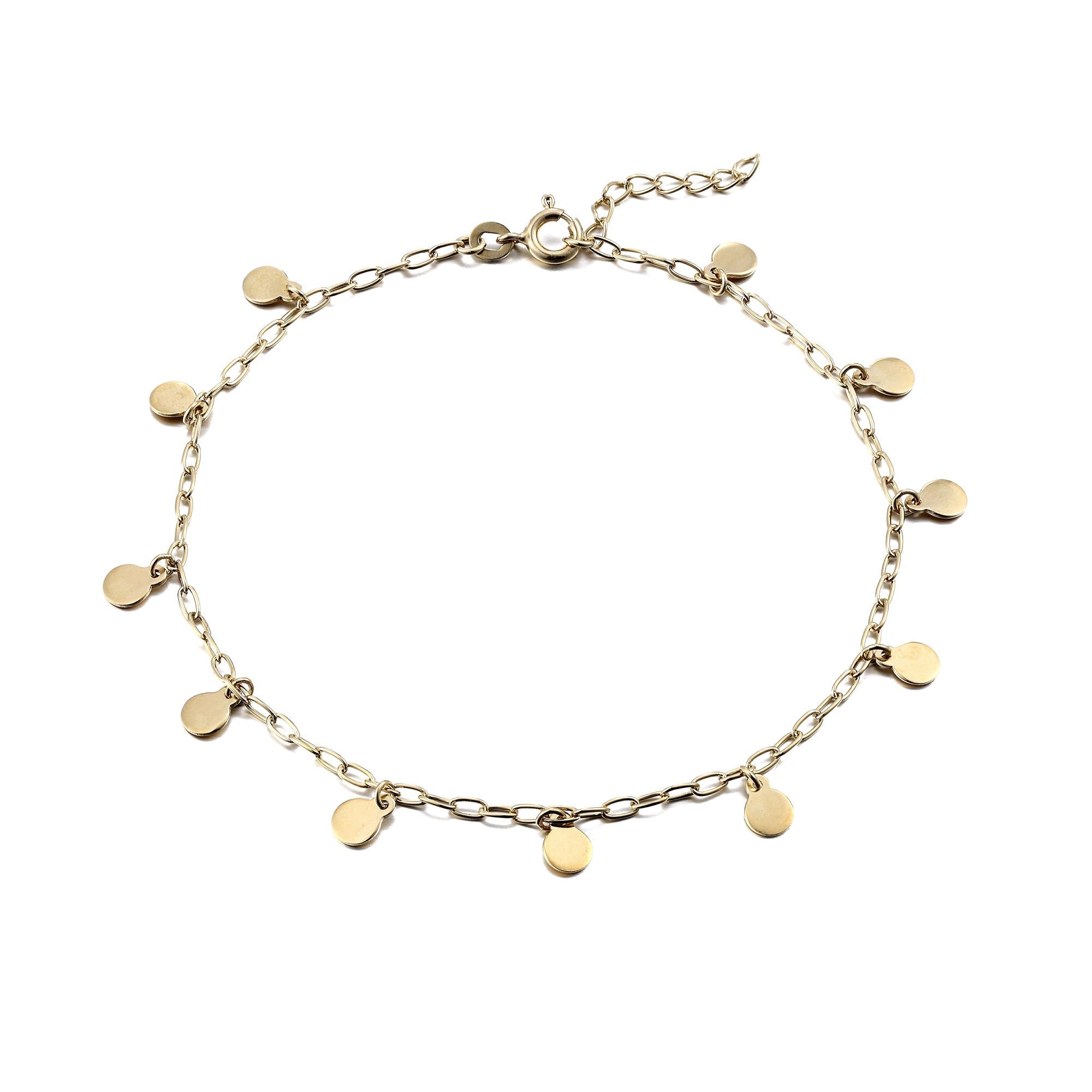 18ct Gold Vermeil Disc Charm Anklet - seolgold