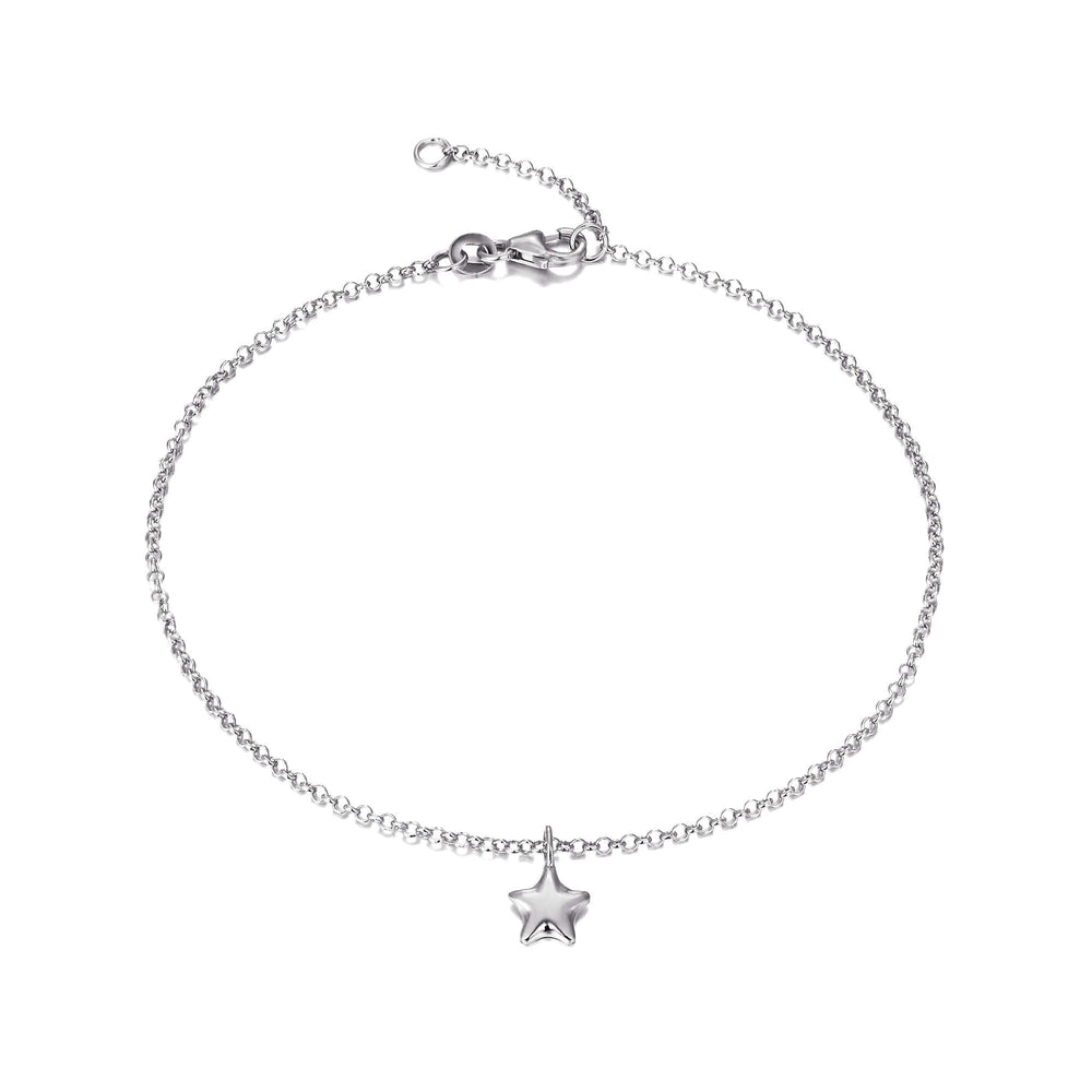 Sterling Silver Single Star Charm Anklet