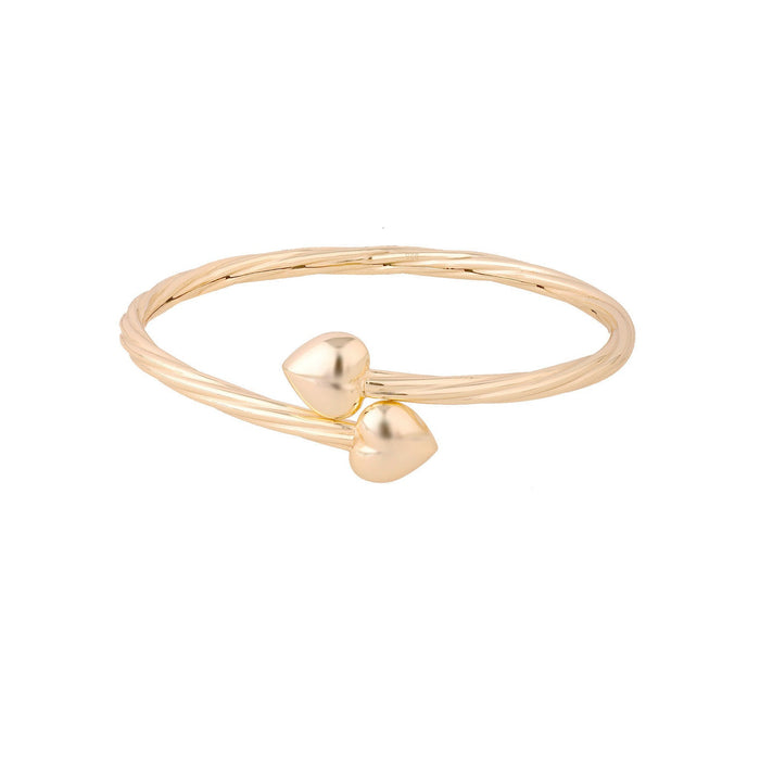Gold bangle with heart-shaped charms on a white background - seolgold