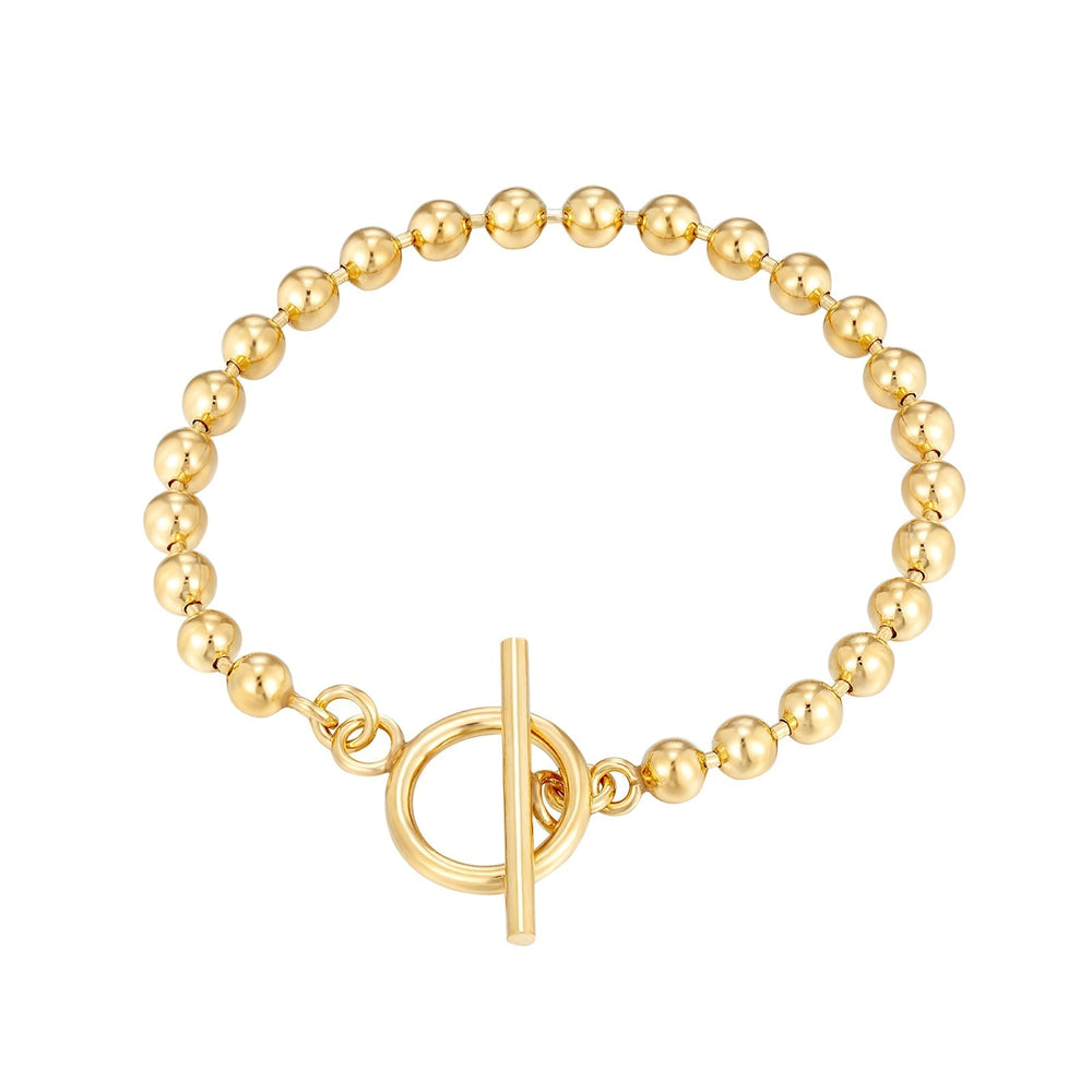 18ct Gold Vermeil Beaded T-Bar Chain Bracelet (Mens)