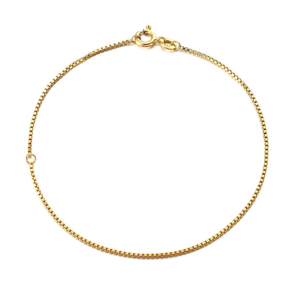 18ct Gold Vermeil Box Chain Bracelet