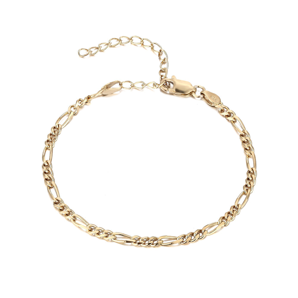 18ct Gold Vermeil Figaro Chain Bracelet (Mens)