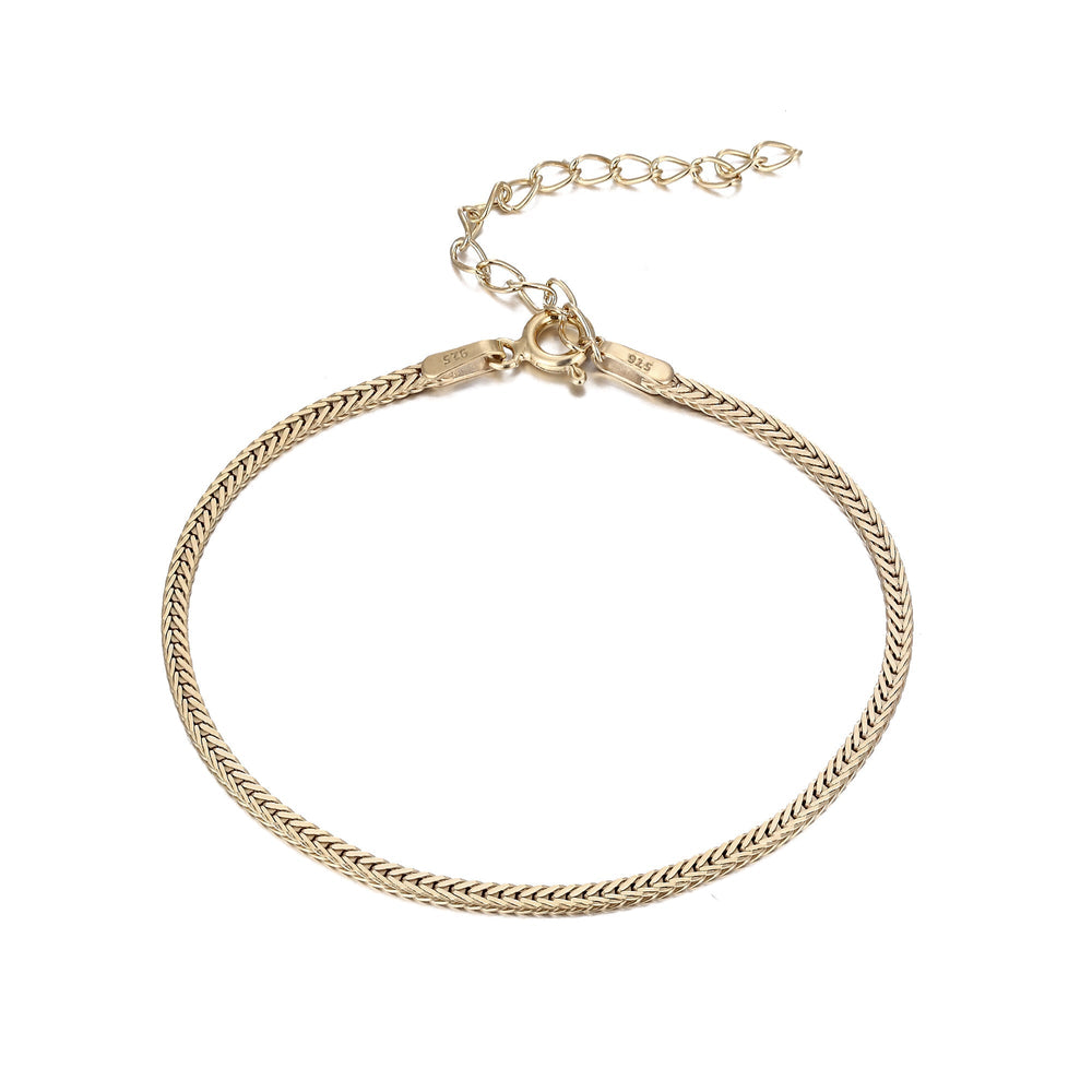 18ct Gold Vermeil Flat Snake Chain Bracelet (Mens)