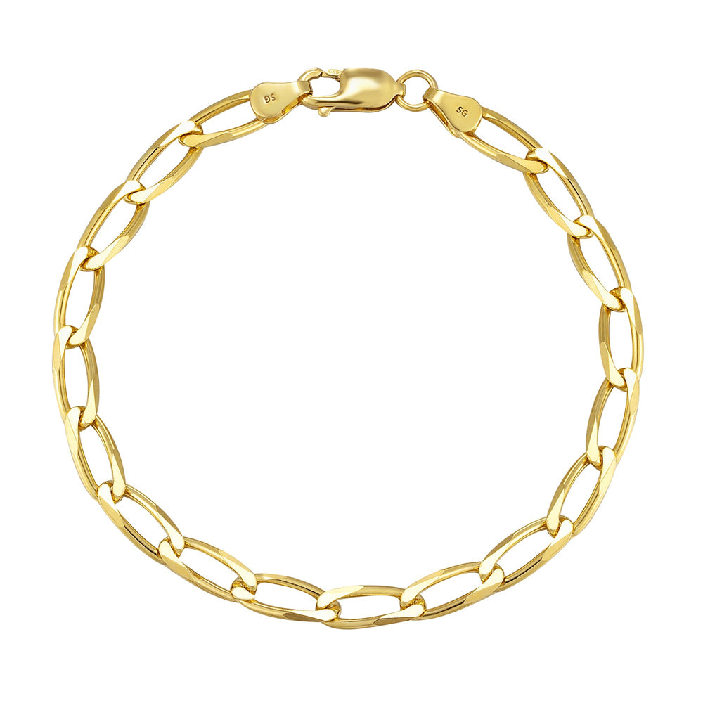 18ct Gold Vermeil Flat Link Chain Bracelet
