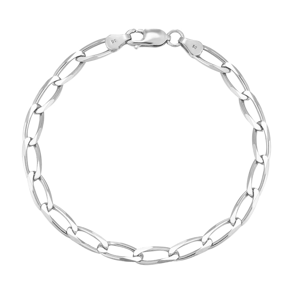 Sterling Silver Flat Link Chain Bracelet (Mens)